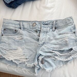 American Eagle Outfitters Light Wash Distressed Jean Shorts